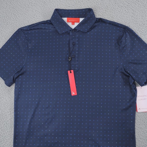 Redvanly PUREpoly Times Polo Shirt Mens Small Navy Golf Word Search R2507 - Picture 5 of 16